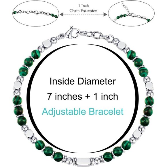 Silver & Green Boho Beaded Bracelets for Women Trendy Jewelry Gifts for Lover - Picture 3 of 7